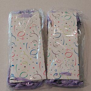 24 Gift Bags Colorful Swirls & Dots with Ribbon Handles & Gift Tag